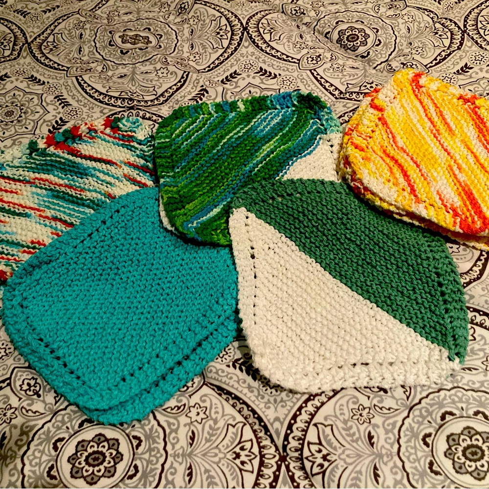100% cotton handmade knitted dishcloths